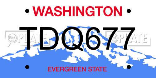TDQ677 Washington License Plate