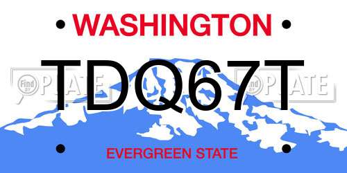 TDQ67T Washington License Plate