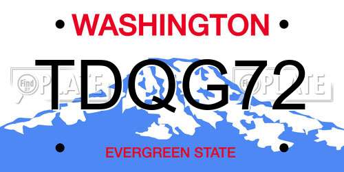 TDQG72 Washington License Plate