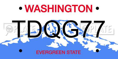 TDQG77 Washington License Plate
