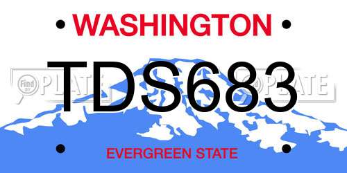 TDS683 Washington License Plate