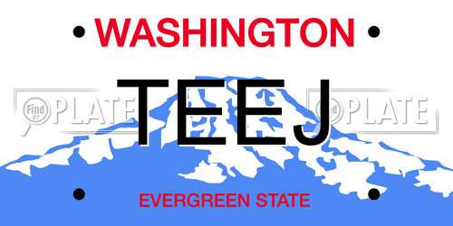 TEEJ Washington License Plate