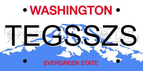 TEGSSZS Washington License Plate