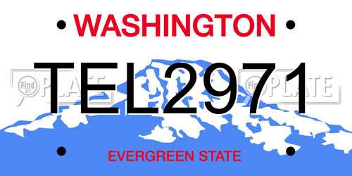 TEL2971 Washington License Plate