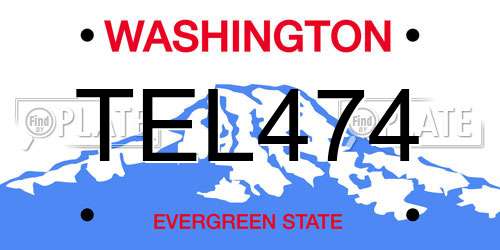 TEL474 Washington License Plate