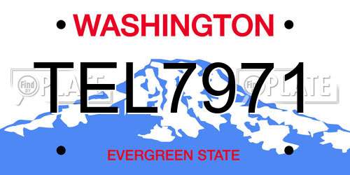 TEL7971 Washington License Plate