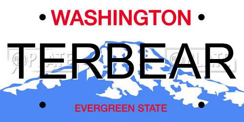 TERBEAR Washington License Plate