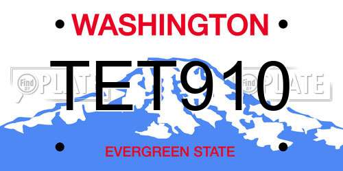 TET910 Washington License Plate