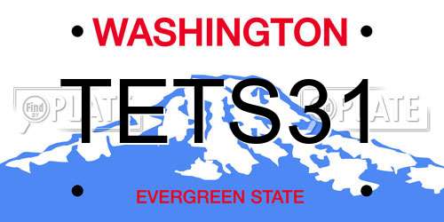 TETS31 Washington License Plate