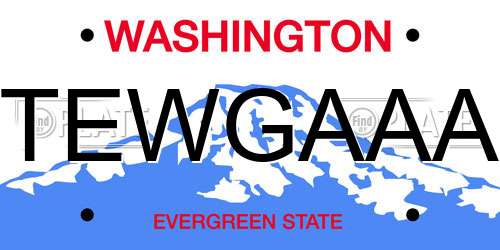 TEWGAAA Washington License Plate