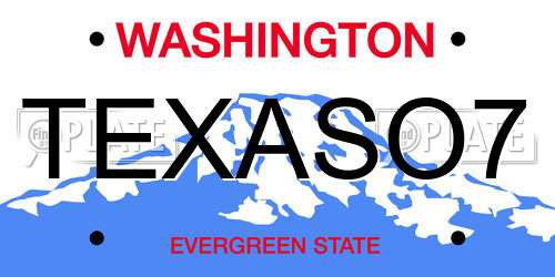 TEXASO7 Washington License Plate