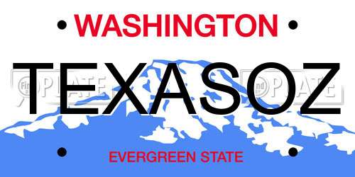 TEXASOZ Washington License Plate
