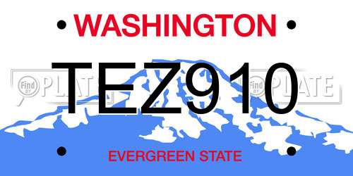 TEZ910 Washington License Plate