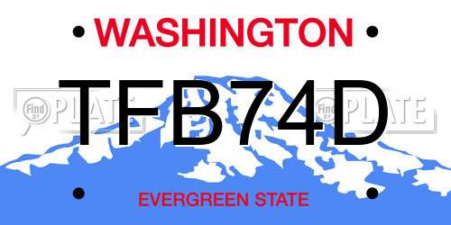 TFB74D Washington License Plate