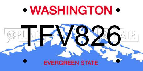 TFV826 Washington License Plate