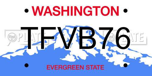 TFVB76 Washington License Plate