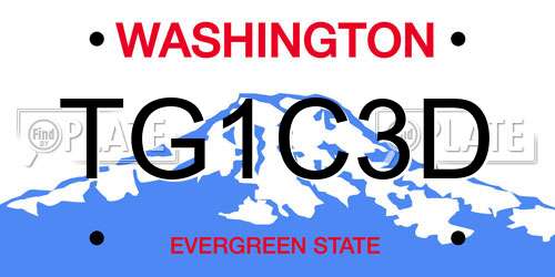 TG1C3D Washington License Plate