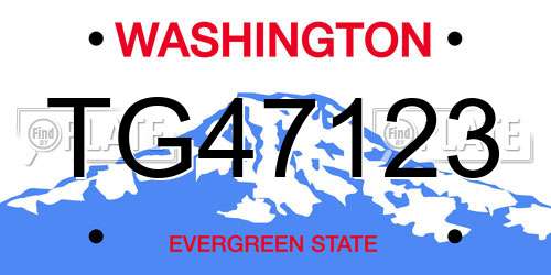 TG47123 Washington License Plate