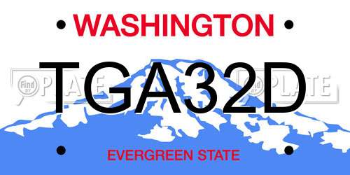 TGA32D Washington License Plate
