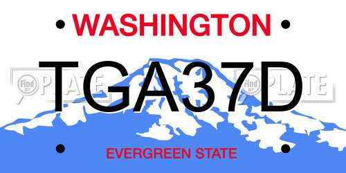 TGA37D Washington License Plate