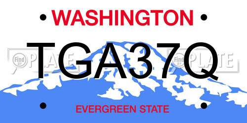 TGA37Q Washington License Plate