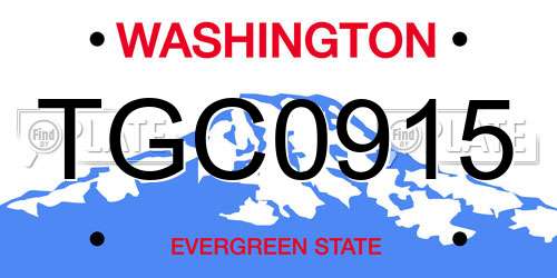 TGC0915 Washington License Plate