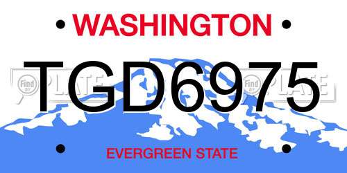 TGD6975 Washington License Plate