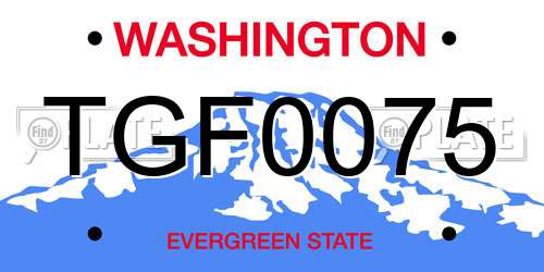 TGF0075 Washington License Plate