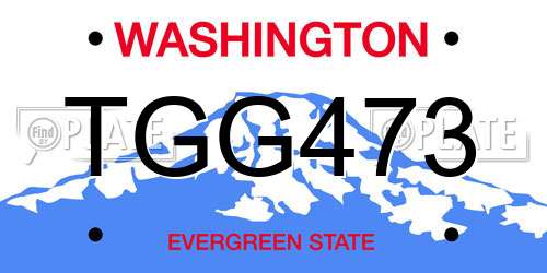 TGG473 Washington License Plate