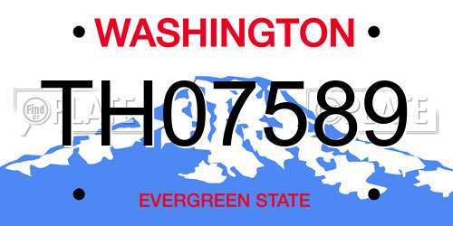 TH07589 Washington License Plate
