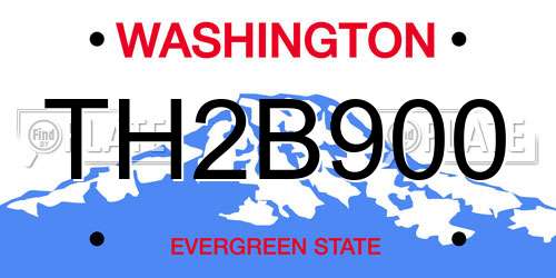TH2B900 Washington License Plate