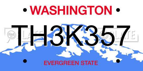 TH3K357 Washington License Plate