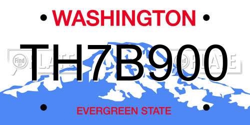 TH7B900 Washington License Plate