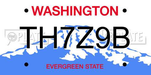 TH7Z9B Washington License Plate