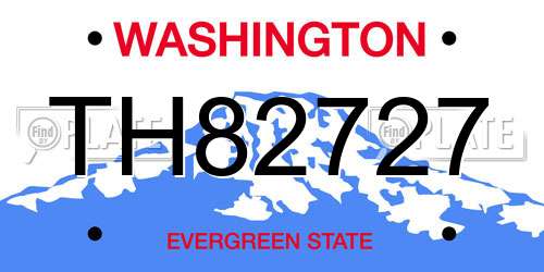 TH82727 Washington License Plate
