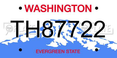 TH87722 Washington License Plate