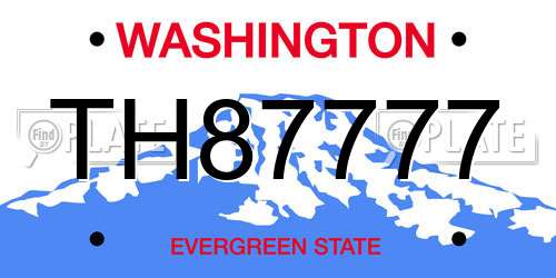 TH87777 Washington License Plate