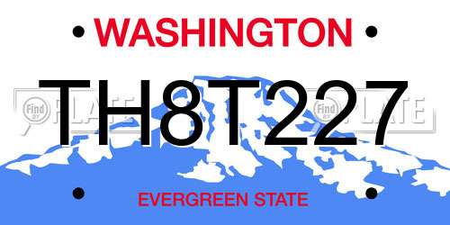 TH8T227 Washington License Plate