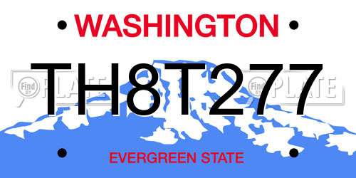 TH8T277 Washington License Plate