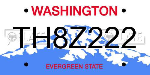 TH8Z222 Washington License Plate