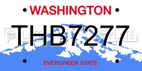 THB7277 Washington License Plate