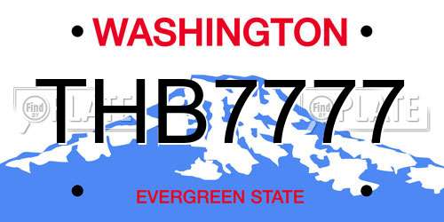 THB7777 Washington License Plate