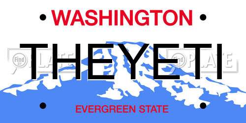 THEYETI Washington License Plate