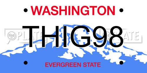 THIG98 Washington License Plate