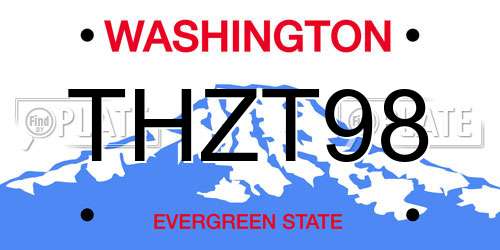 THZT98 Washington License Plate