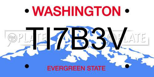 TI7B3V Washington License Plate