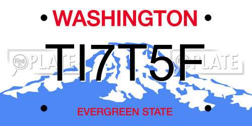 TI7T5F Washington License Plate