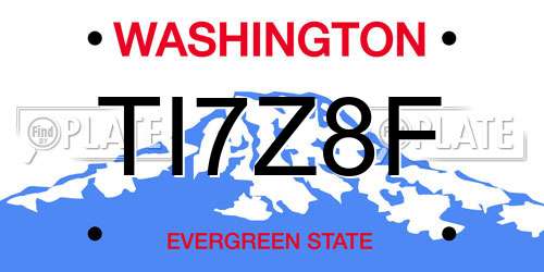 TI7Z8F Washington License Plate