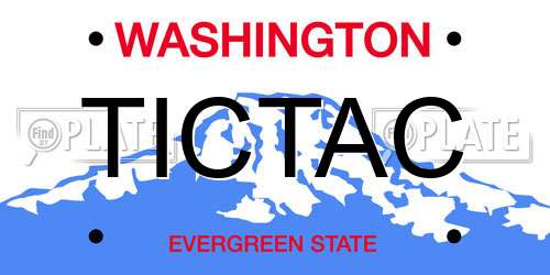 TICTAC Washington License Plate
