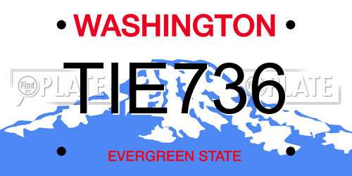 TIE736 Washington License Plate